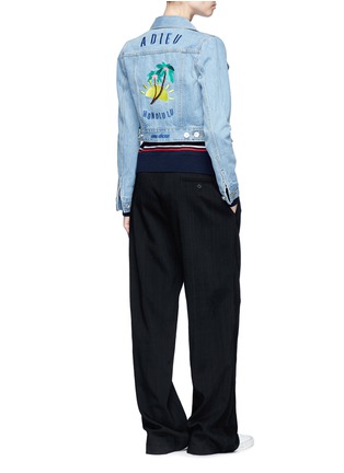 Figure View - Click To Enlarge - ÊTRE CÉCILE - 'Adieu Honolulu' embroidered cropped denim jacket