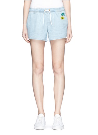 Main View - Click To Enlarge - ÊTRE CÉCILE - Palm tree embroidered cotton shorts