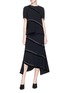 Figure View - Click To Enlarge - 73182 - 'Spiral' stripe asymmetric suiting skirt