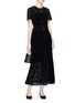 Figure View - Click To Enlarge - 73182 - Floral flocked velvet guipure lace long skirt