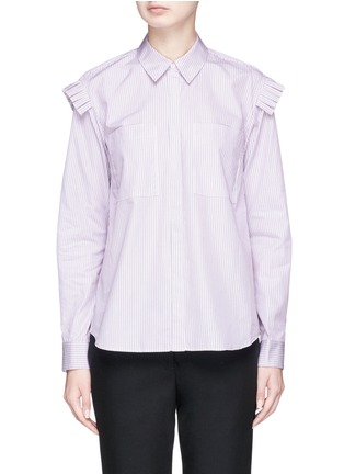 Main View - Click To Enlarge - 73182 - 'Lucia' pleated shoulder trim stripe shirt