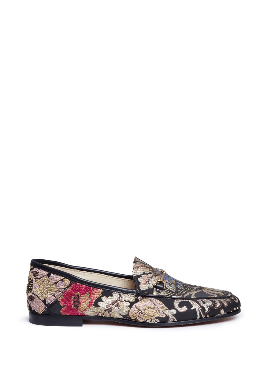 SAM EDELMAN 'LORAINE' HORSEBIT FLORAL JACQUARD STEP-IN LOAFERS, BLACK ...