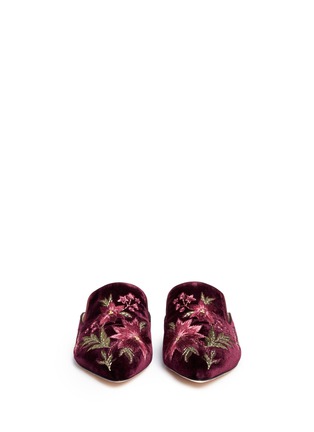 Front View - Click To Enlarge - SAM EDELMAN - 'Aven' floral embroidered velvet slides
