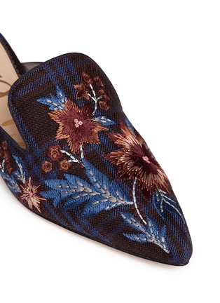 Detail View - Click To Enlarge - SAM EDELMAN - 'Aven' floral embroidered plaid slides