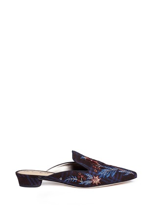 Main View - Click To Enlarge - SAM EDELMAN - 'Aven' floral embroidered plaid slides