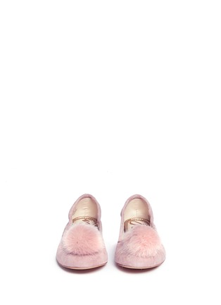 Front View - Click To Enlarge - SAM EDELMAN - 'Farina' pompom suede ballerina flats