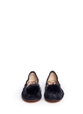 Front View - Click To Enlarge - SAM EDELMAN - 'Farina' pompom suede ballerina flats