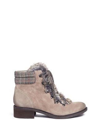 Main View - Click To Enlarge - SAM EDELMAN - 'Darrah' faux fur and suede combat boots