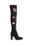 Main View - Click To Enlarge - SAM EDELMAN - 'Vena' floral embroidered stretch suede knee high boots