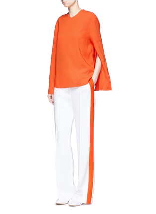 Figure View - Click To Enlarge - KUHO - Split sleeve crepe top