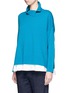 Front View - Click To Enlarge - KUHO - 2-in-1 crepe underlay split turtleneck sweater