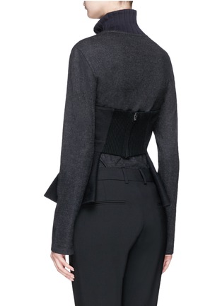 Back View - Click To Enlarge - KUHO - Wool blend melton peplum bustier top