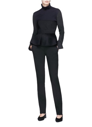 Figure View - Click To Enlarge - KUHO - Asymmetric colourblock panelled wool sweater