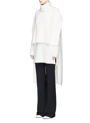 Front View - Click To Enlarge - ROSETTA GETTY - Cashmere rib knit turtleneck poncho