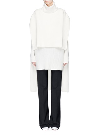 Main View - Click To Enlarge - ROSETTA GETTY - Cashmere rib knit turtleneck poncho