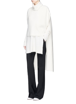 Figure View - Click To Enlarge - ROSETTA GETTY - Cashmere rib knit turtleneck poncho