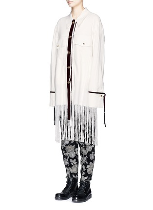 Front View - Click To Enlarge - SONG FOR THE MUTE - Fringe hem gauze shirt jacket