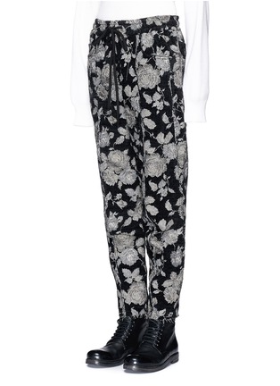 Front View - Click To Enlarge - SONG FOR THE MUTE - Floral jacquard chenille track pants