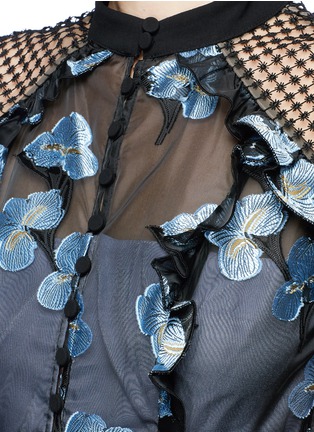 Detail View - Click To Enlarge - SELF-PORTRAIT - Floral fil coupé open back cape organdy dress