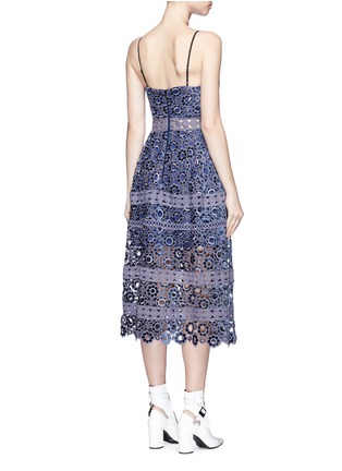 Back View - Click To Enlarge - SELF-PORTRAIT - Floral guipure lace tiered midi dress