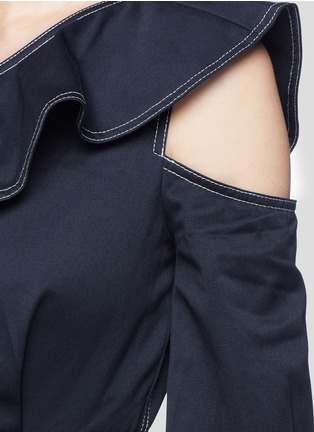 Detail View - Click To Enlarge - SELF-PORTRAIT - One-shoulder flounce twill dress