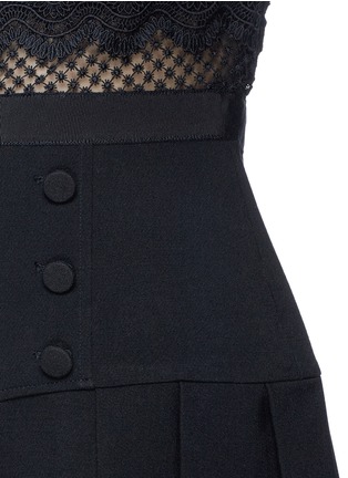 Detail View - Click To Enlarge - SELF-PORTRAIT - 'Bellis' lace panel pleated cady dress