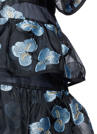 Detail View - Click To Enlarge - SELF-PORTRAIT - Floral fil coupé tiered organdy mini dress