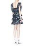 Back View - Click To Enlarge - SELF-PORTRAIT - Floral fil coupé tiered organdy mini dress