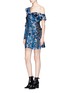 Figure View - Click To Enlarge - SELF-PORTRAIT - Floral burnout voile one-shoulder mini dress