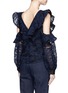 Back View - Click To Enlarge - SELF-PORTRAIT - Cold shoulder frill camouflage lace top