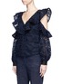 Front View - Click To Enlarge - SELF-PORTRAIT - Cold shoulder frill camouflage lace top