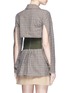 Back View - Click To Enlarge - SELF-PORTRAIT - Split sleeve corset belt cropped check plaid trench coat