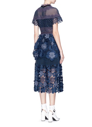 Back View - Click To Enlarge - SELF-PORTRAIT - 3D floral guipure lace tiered dress