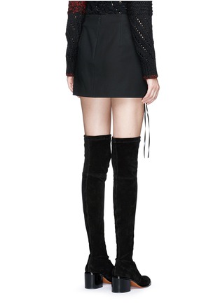 Back View - Click To Enlarge - HELMUT LANG - Lace-up side flared mini skirt