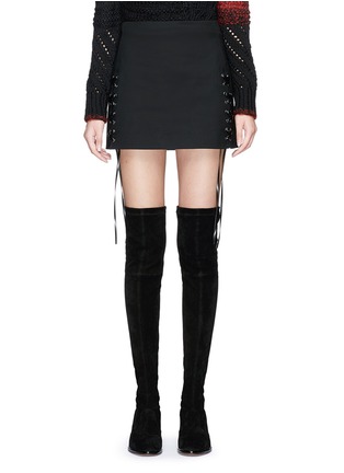 Main View - Click To Enlarge - HELMUT LANG - Lace-up side flared mini skirt