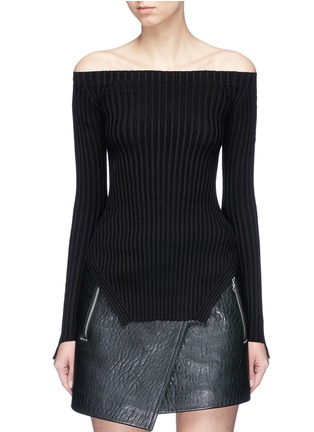 Main View - Click To Enlarge - HELMUT LANG - Silk off-shoulder sweater