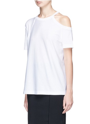 Front View - Click To Enlarge - HELMUT LANG - Cutout shoulder Pima cotton T-shirt