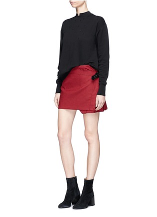 Figure View - Click To Enlarge - HELMUT LANG - Wrap front pleated houndstooth skirt