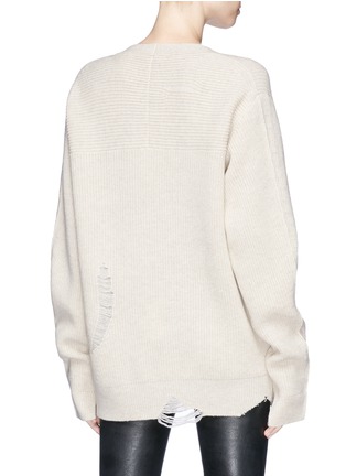 Back View - Click To Enlarge - HELMUT LANG - Distressed wool-cashmere V-neck sweater