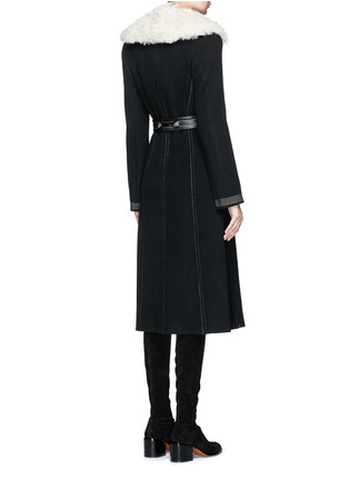 Back View - Click To Enlarge - HELMUT LANG - Lambskin shearling collar wool-cashmere coat