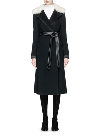 Main View - Click To Enlarge - HELMUT LANG - Lambskin shearling collar wool-cashmere coat