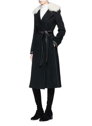 Figure View - Click To Enlarge - HELMUT LANG - Lambskin shearling collar wool-cashmere coat