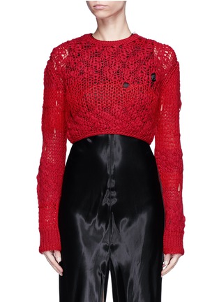 Main View - Click To Enlarge - HELMUT LANG - Mixed open knit cropped sweater