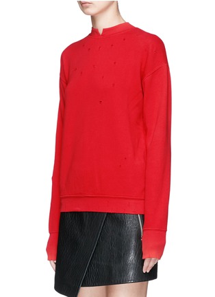 Front View - Click To Enlarge - HELMUT LANG - Split collar distressed sweatshirt