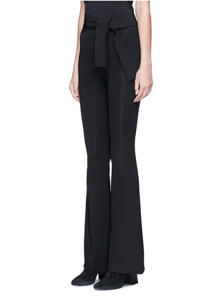 Front View - Click To Enlarge - HELMUT LANG - Tie waist technical jersey flared leggings