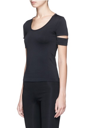Front View - Click To Enlarge - HELMUT LANG - Cutout sleeve seamless T-shirt