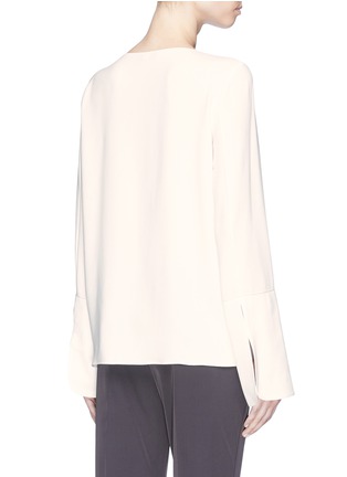 Back View - Click To Enlarge - THE ROW - 'Ivy' oversized cuff long sleeve crepe top