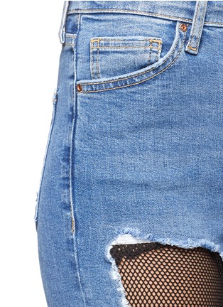 Detail View - Click To Enlarge - TOPSHOP - 'MOTO' fishnet insert ankle grazer Jamie jeans