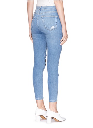 Back View - Click To Enlarge - TOPSHOP - 'MOTO' fishnet insert ankle grazer Jamie jeans
