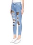Front View - Click To Enlarge - TOPSHOP - 'MOTO' fishnet insert ankle grazer Jamie jeans